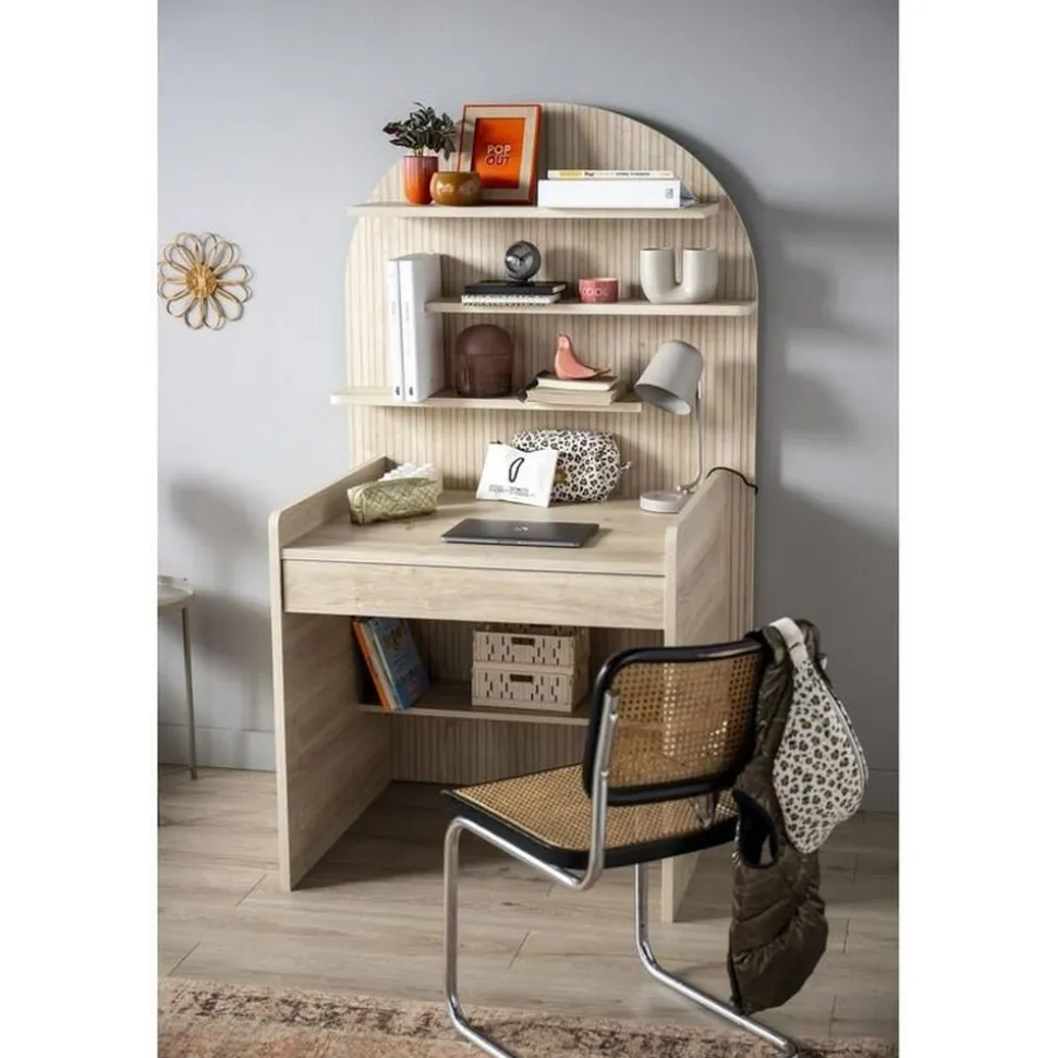Commode à langer évolutive en bureau arche chêne