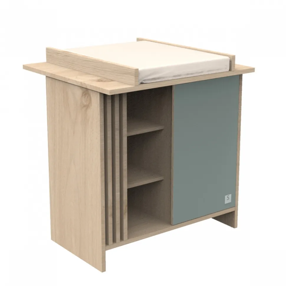 Commode porte et niches sauge tokyo
