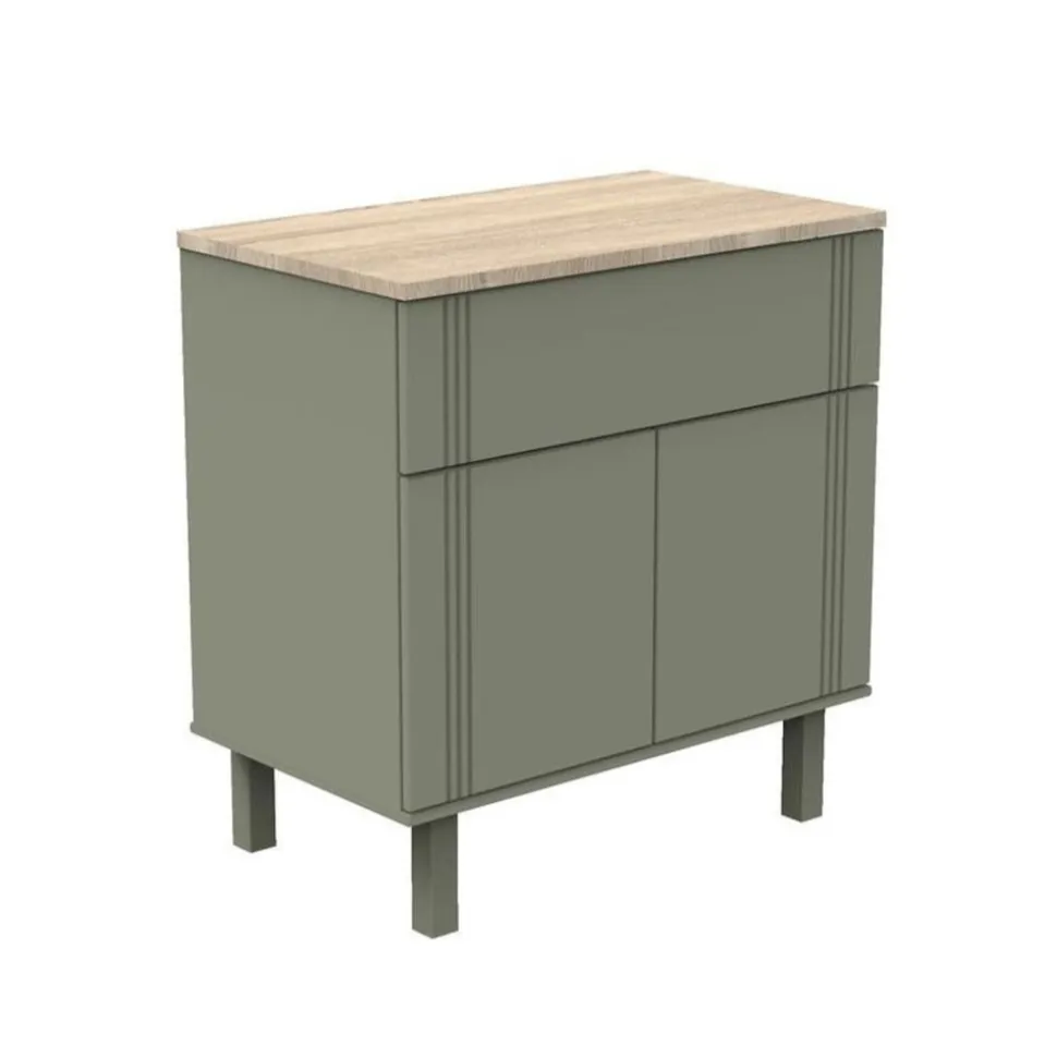 Commode 1 tiroir 2 portes eleonore kaki
