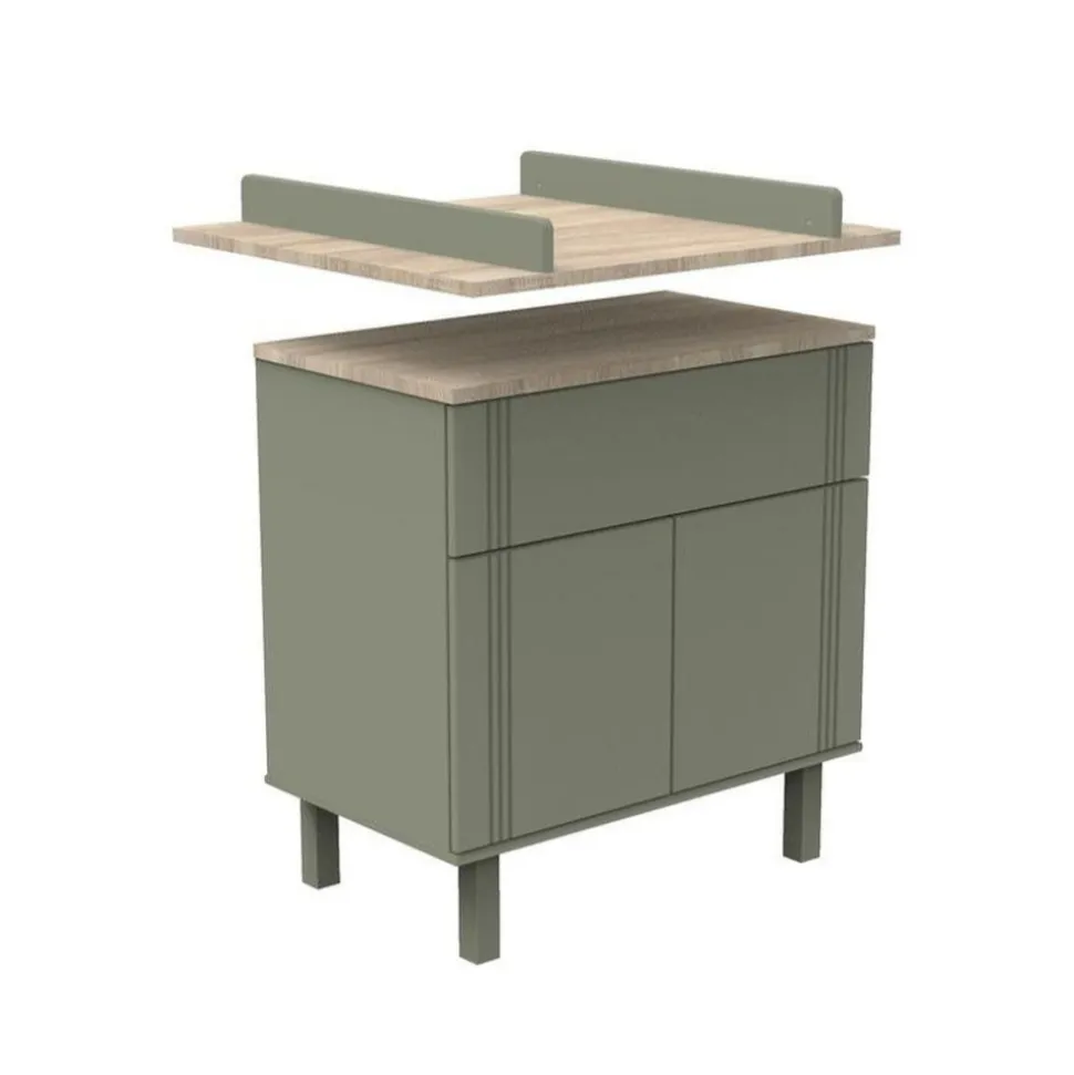 Commode 1 tiroir 2 portes eleonore kaki