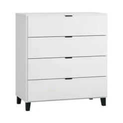 Commode 4 tiroirs blanc et noir simple