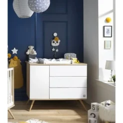 Commode 3 tiroirs blanc seventies