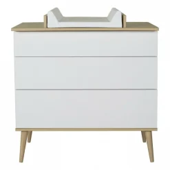 Commode 3 tiroirs flow white et oak