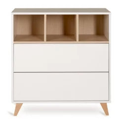 Commode 2 tiroirs 3 niches loft white