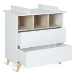 Commode 2 tiroirs 3 niches loft white