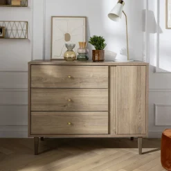 Commode 3 tiroirs 1 porte mokka