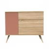 Commode 3 tiroirs 1 porte terracotta seventies