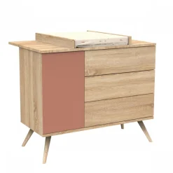 Commode 3 tiroirs 1 porte terracotta seventies