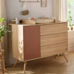 Commode 3 tiroirs 1 porte terracotta seventies