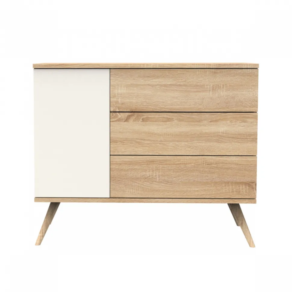 Commode 3 tiroirs 1 porte vanille seventies