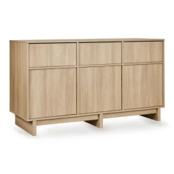 Commode xl avec 3 portes et 3 tiroirs kyo - honey ash