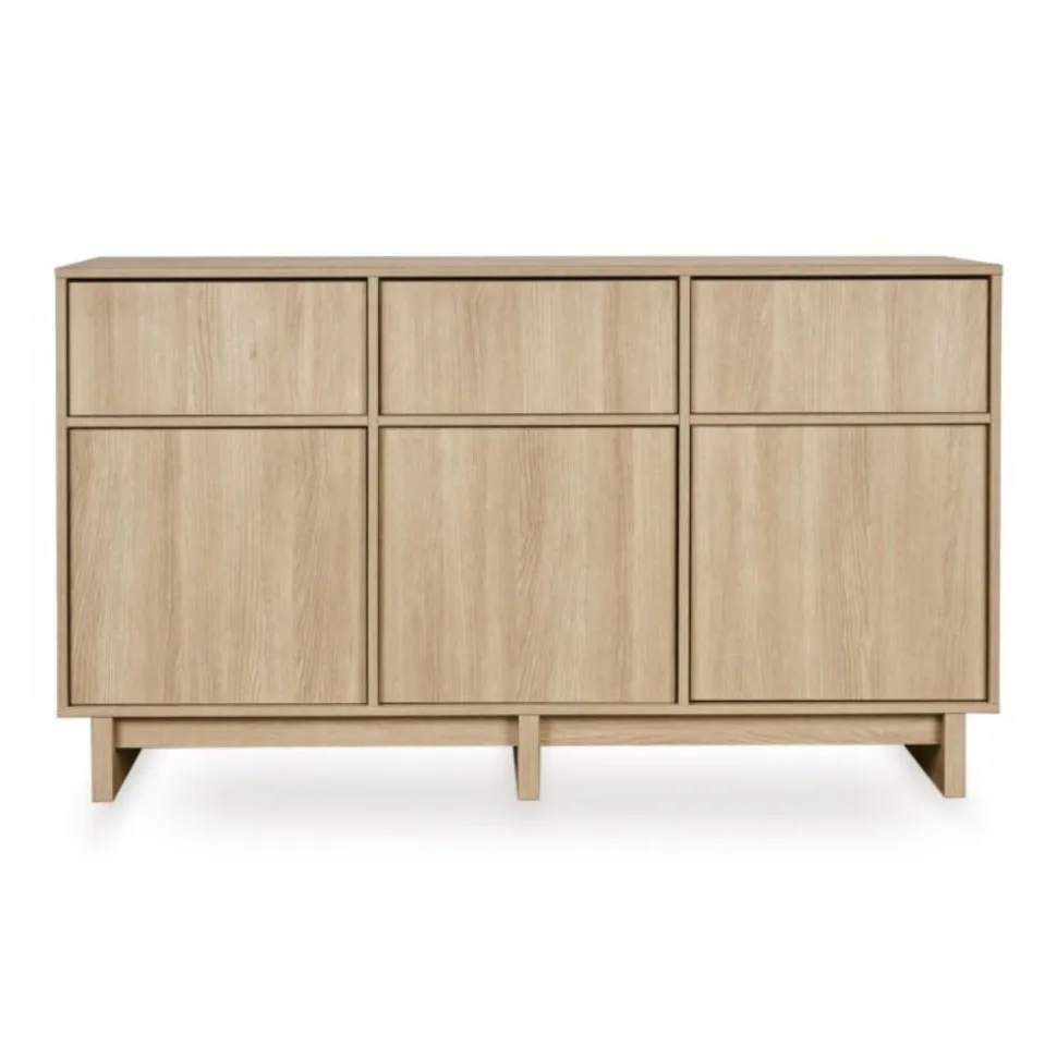 Commode xl avec 3 portes et 3 tiroirs kyo - honey ash