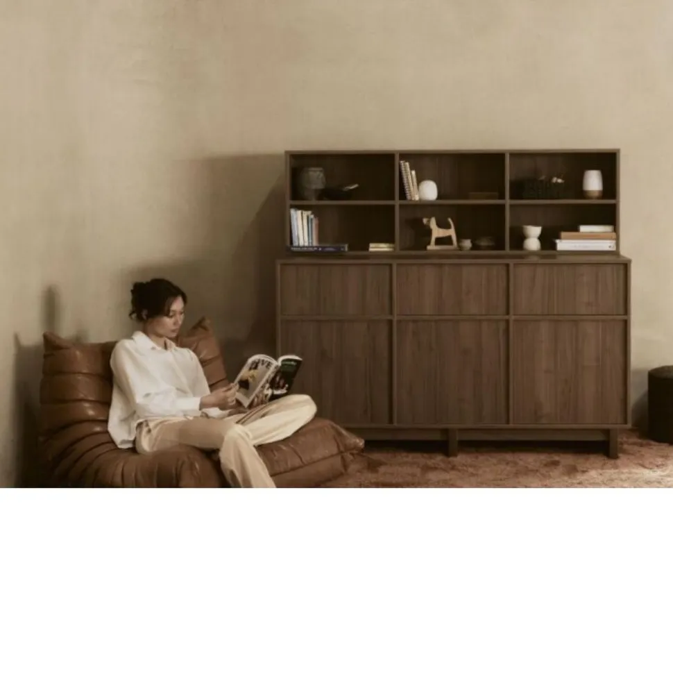 Commode xl avec 3 portes et 3 tiroirs kyo - walnut