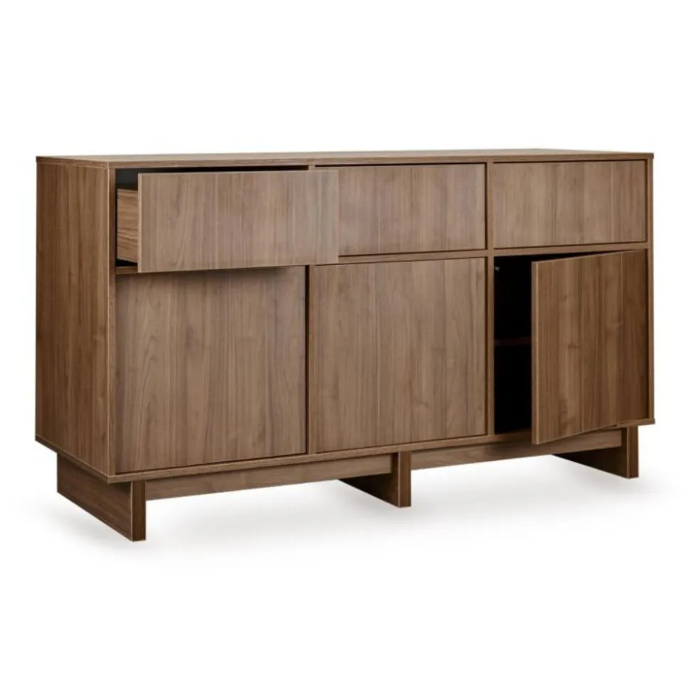Commode xl avec 3 portes et 3 tiroirs kyo - walnut