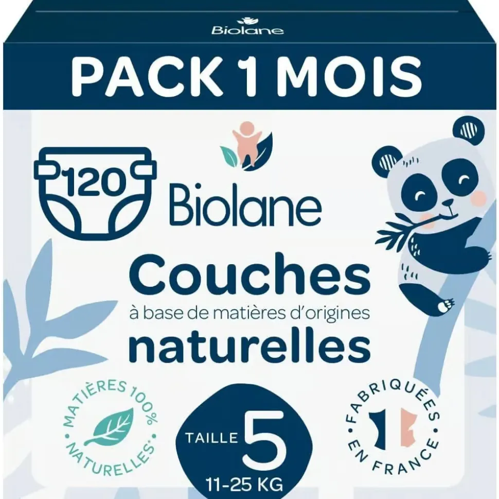 Couches bébé taille 5 pack 1 mois 120 couches