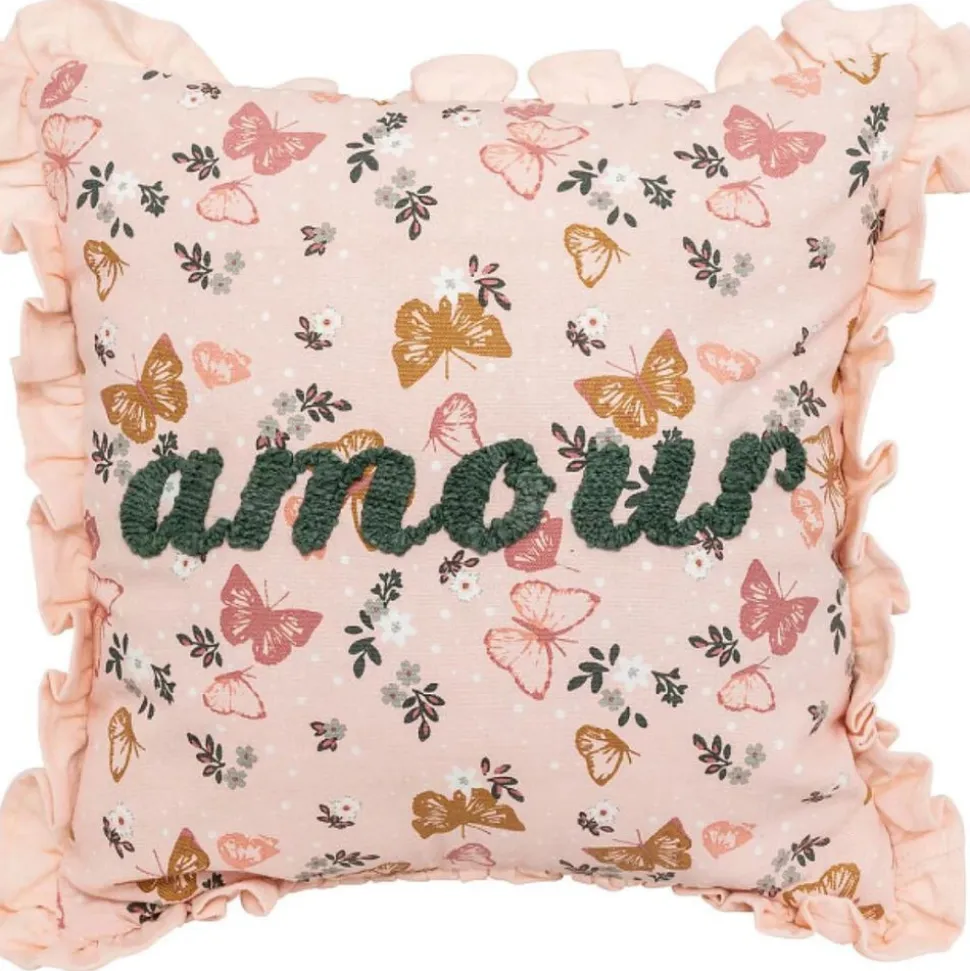 Coussin carré alina 40 x 40 cm coton brodé