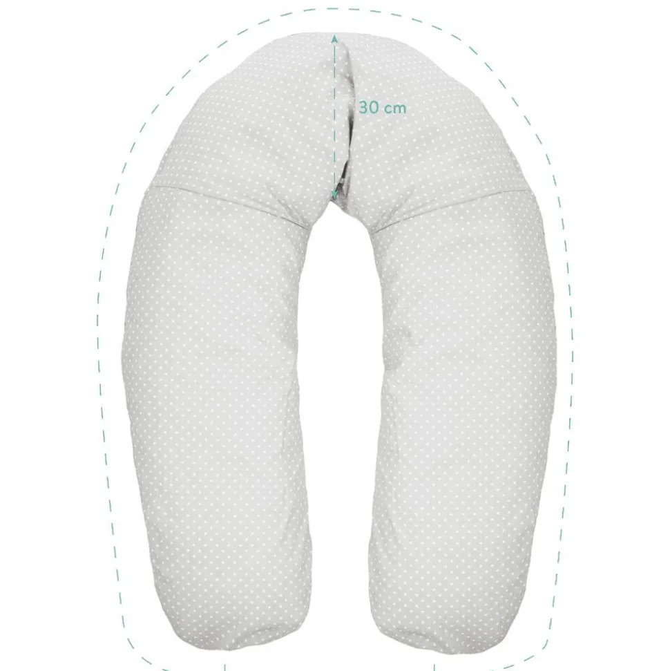 Coussin d'allaitement microbille gris pois blanc