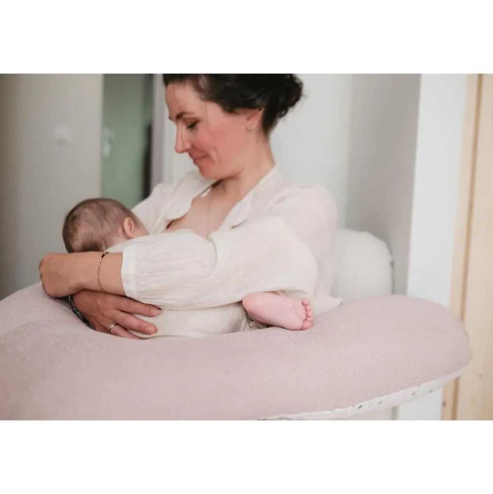 Coussin d'allaitement multirelax eponge - microfibre pois / noisette