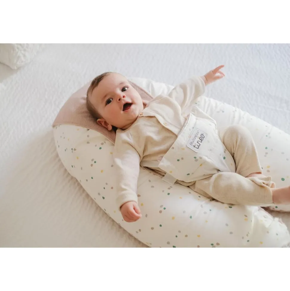 Coussin d'allaitement multirelax eponge - microfibre pois / noisette