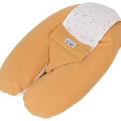 Coussin d'allaitement multirelax eponge - microfibre pois / jaune
