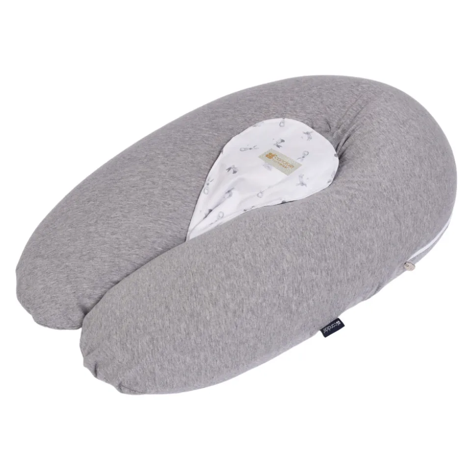 Coussin d'allaitement multirelax+ jersey gris chiné / lapins