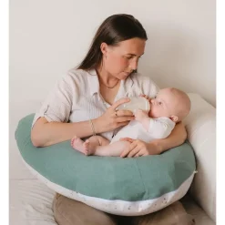 Coussin d'allaitement multirelax eponge - microfibre pois / vert