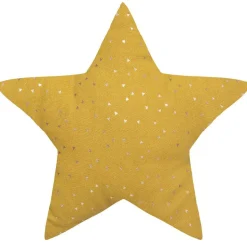 Coussin enfant oya étoile jaune moutarde
