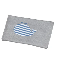 Couverture bébé en maille 80x100cm blue baleine