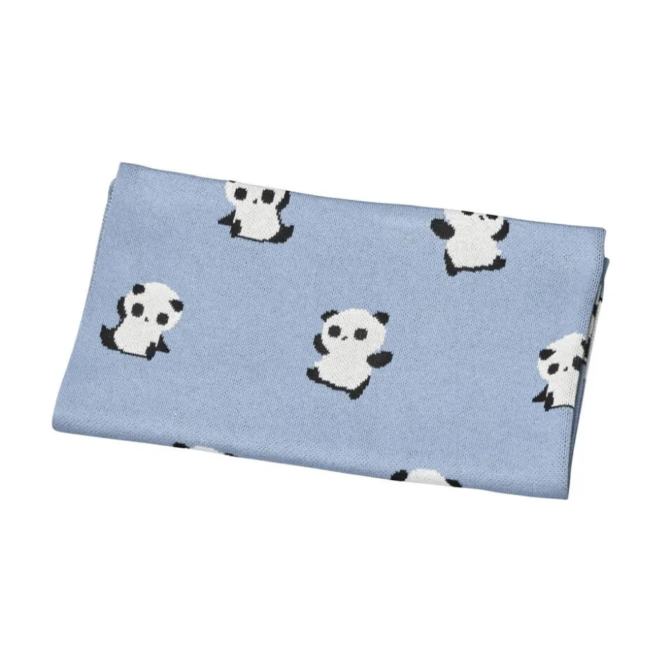 Couverture bébé en maille 80x100cm bleue panda chao chao