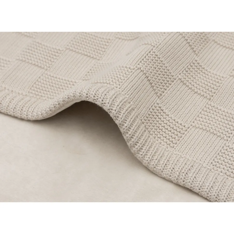 Couverture bébé tricot 75 x 100 cm box knit warm sand