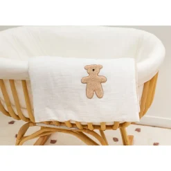 Couverture bébé 80x100cm jersey mélange beige et mousseline teddy