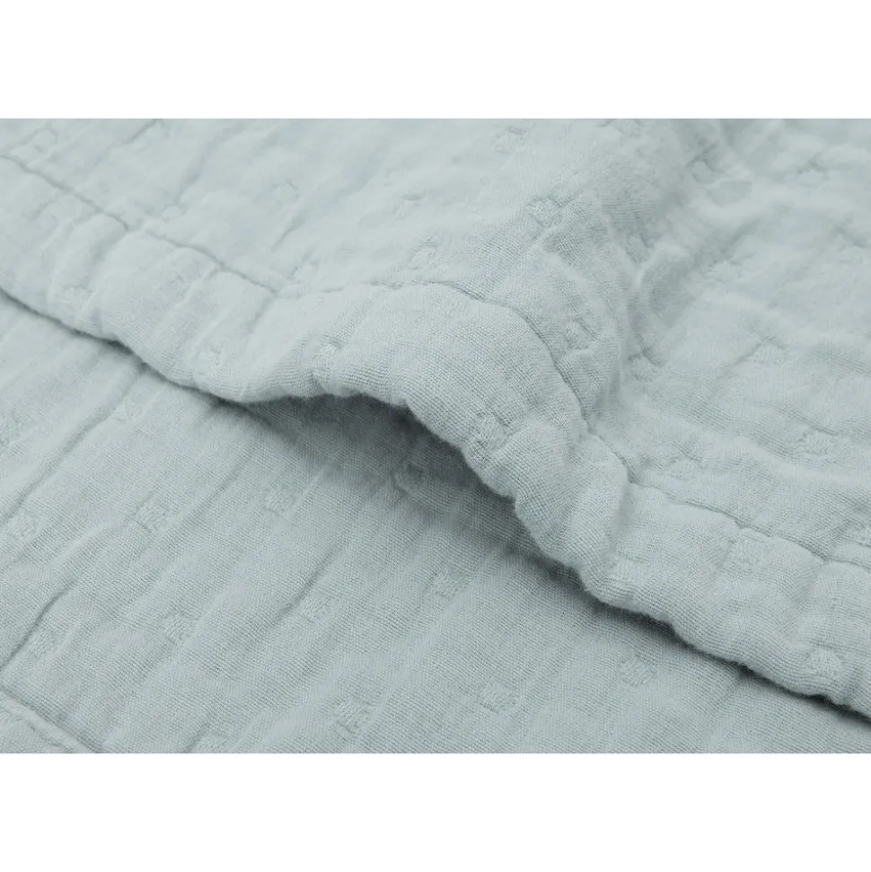Couverture berceau 75x100 cm gaze de coton jacquard sea green