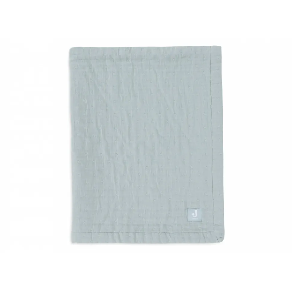 Couverture berceau 75x100 cm gaze de coton jacquard sea green