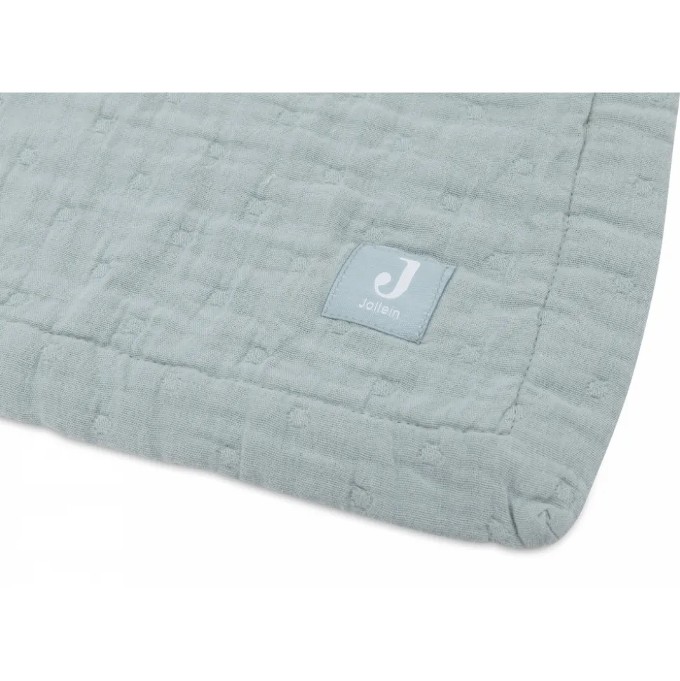 Couverture berceau 75x100 cm gaze de coton jacquard sea green
