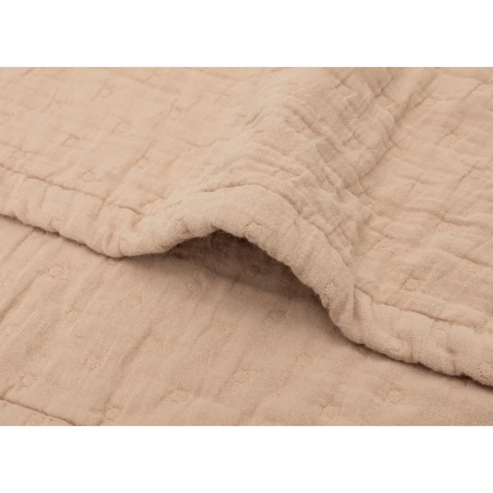 Couverture berceau 75x100 cm gaze de coton jacquard biscuit