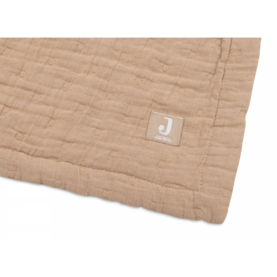 Couverture berceau 75x100 cm gaze de coton jacquard biscuit