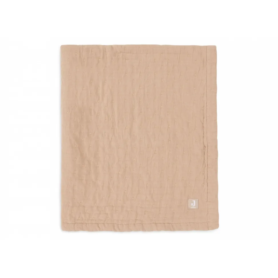 Couverture berceau 75x100 cm gaze de coton jacquard biscuit