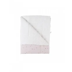 Couverture en mousseline et sherpa colombe du bonheur 75 x 100 cm bali, moka & snow