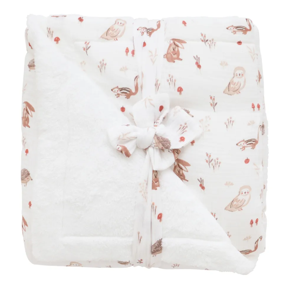 Couverture luxe microfibre avec fausse fourrure 70 x 100 cm cosy forest
