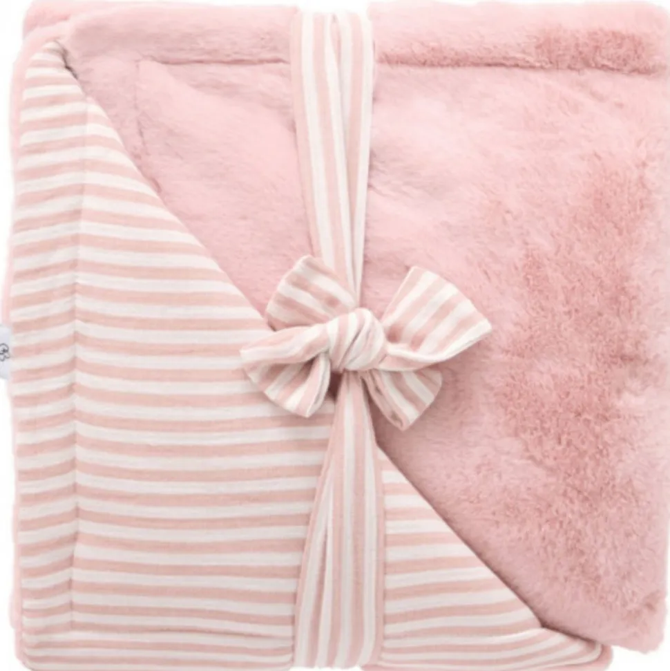 Couverture luxe microfibre soft stripes vieux rose