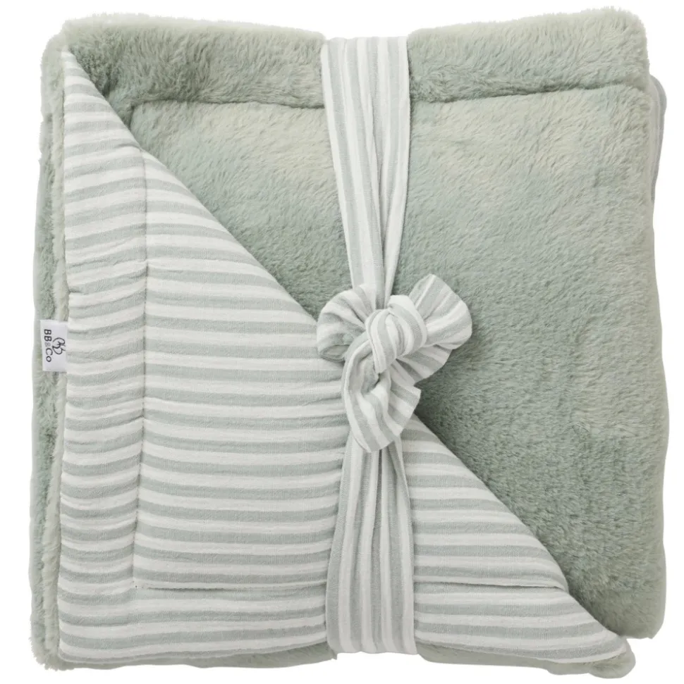Couverture luxe microfibre soft stripes vert de gris