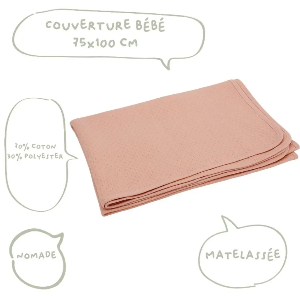Couverture matelassé 75 x 100 cm - rose