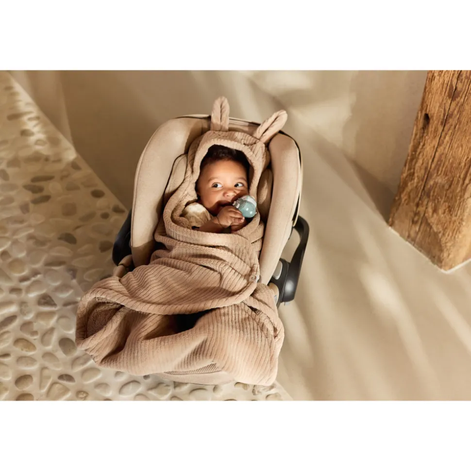 Couverture nomade portefeuille bunny cloudy rib milky coffee