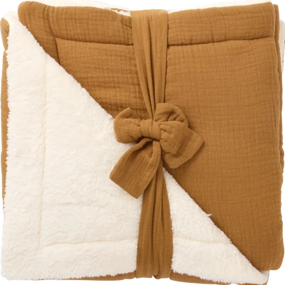 Couverture polaire doublée havane