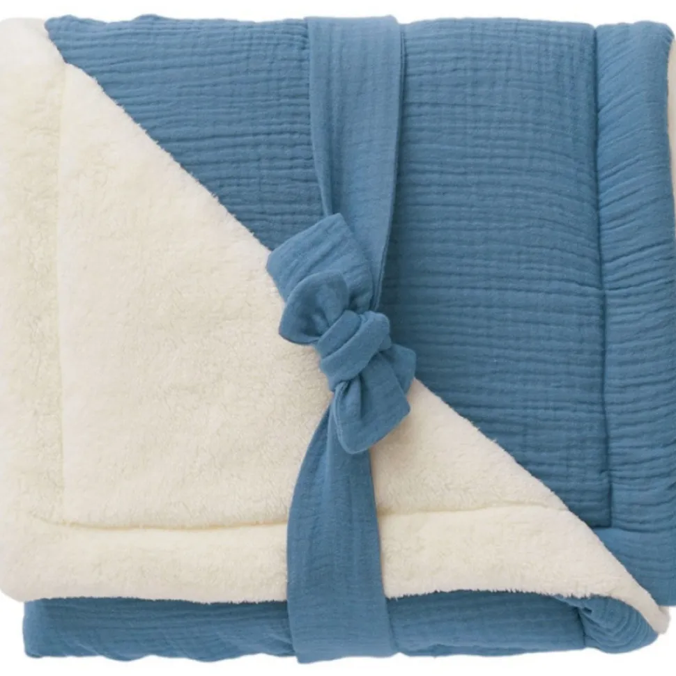 Couverture polaire doublée - pierre bleue