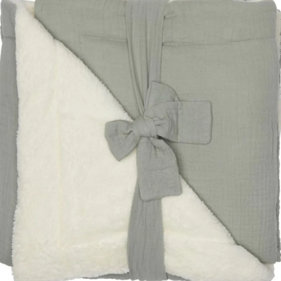 Couverture polaire doublée vert de gris