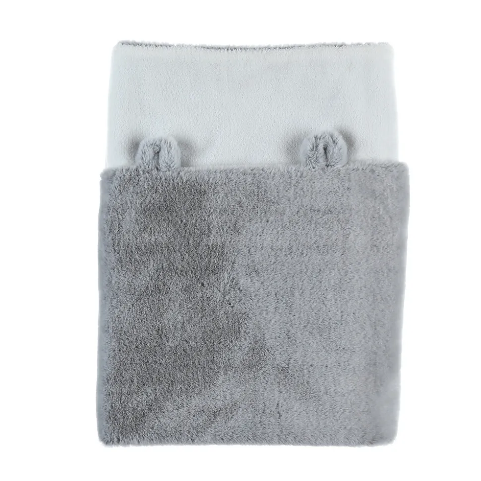 Couverture 75 x 100 cm gris clair fausse fourrure