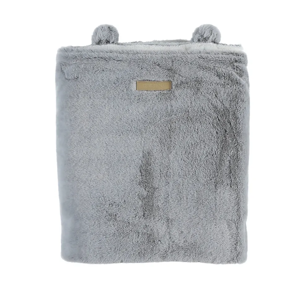 Couverture 75 x 100 cm gris clair fausse fourrure