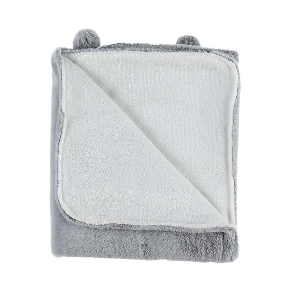Couverture 75 x 100 cm gris clair fausse fourrure