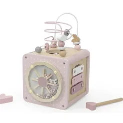 Cube d'activités en bois - rose